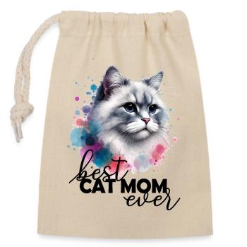 Best Cat Mom Ever Saying - Closable cotton gift bag (14x20cm) - nature - Front
