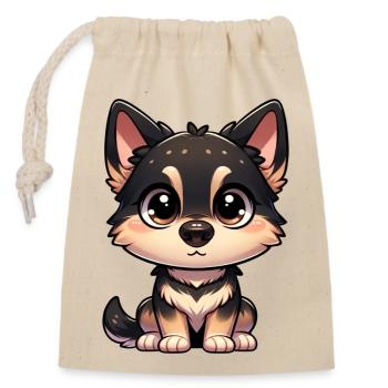 Digital illustration of cute German Shepherd - Closable cotton gift bag (14x20cm) - nature - Front