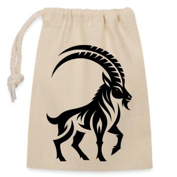 Sternzeichen Steinbock Tattoo - Verschließbarer Geschenkbeutel aus Baumwolle (14x20cm) - Natur - Vorne