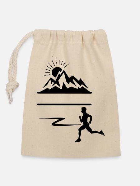 Runner Man Berge - Verschließbarer Geschenkbeutel aus Baumwolle (14x20cm) - Natur