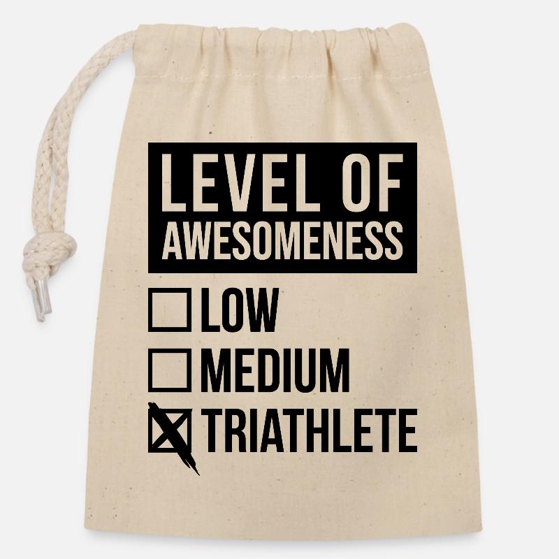 Triathlon - Verschließbarer Geschenkbeutel aus Baumwolle (14x20cm) - Natur