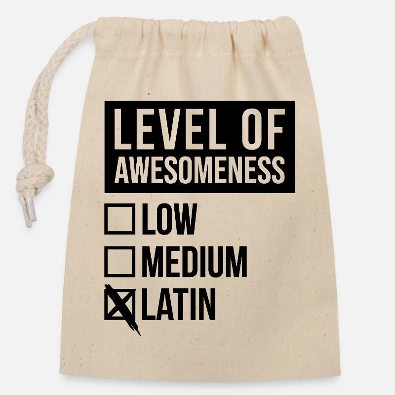 Latin - Closable cotton gift bag (14x20cm) - nature