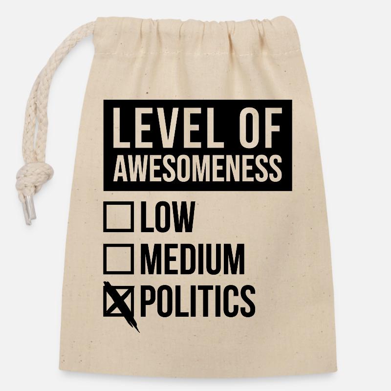 Politics - Closable cotton gift bag (14x20cm) - nature
