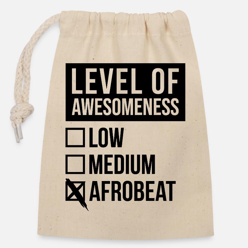 Afrobeat - Closable cotton gift bag (14x20cm) - nature