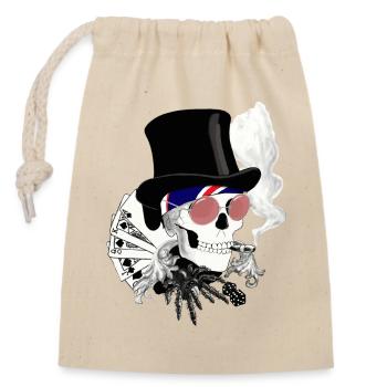 Skull with pink sunglasses - Closable cotton gift bag (14x20cm) - nature - Front