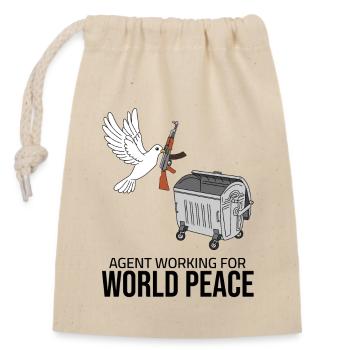 agent working for world peace - Verschließbarer Geschenkbeutel aus Baumwolle (14x20cm) - Natur - Vorne