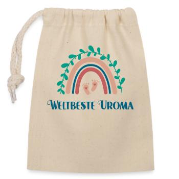 Uroma Beste Oma Urmama Großmutter Urgroßmütter - Verschließbarer Geschenkbeutel aus Baumwolle (14x20cm) - Natur - Vorne