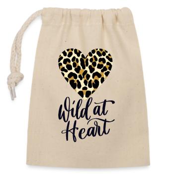 Wild at Heart. Leoparden-Print - Verschließbarer Geschenkbeutel aus Baumwolle (14x20cm) - Natur - Vorne