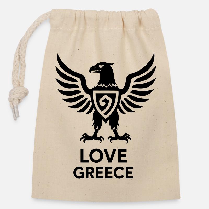 Love Greece 03 - Closable cotton gift bag (14x20cm) - nature