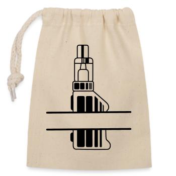 Vape silhouette with text box - Closable cotton gift bag (14x20cm) - nature - Front
