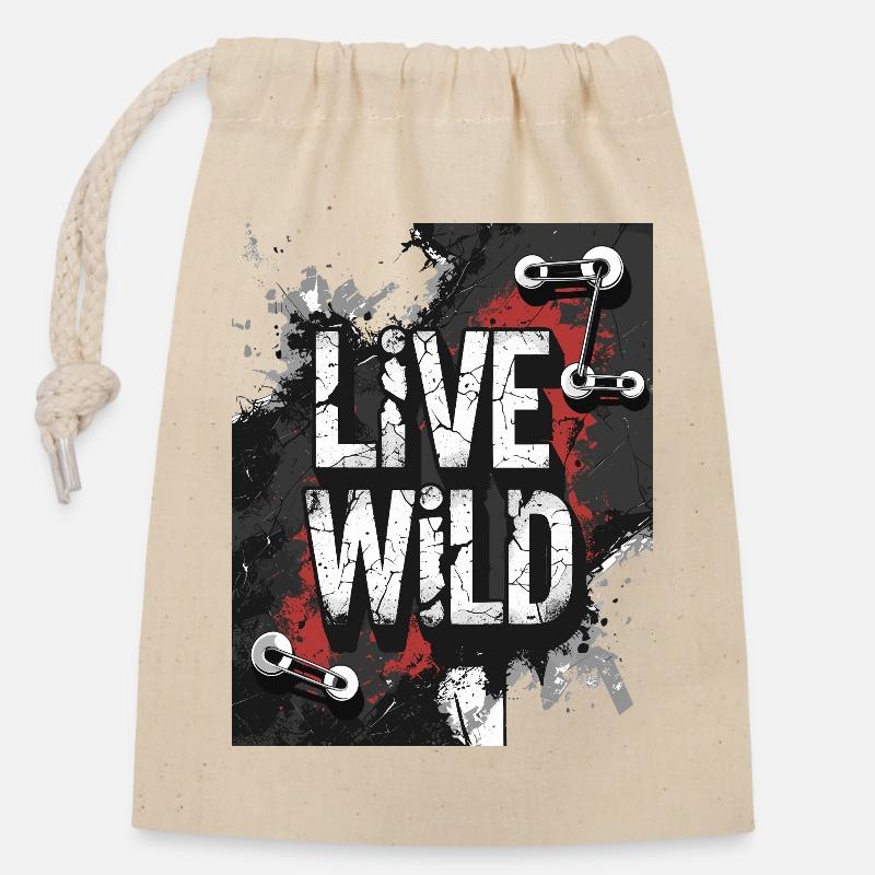 Lebensfreude "Wild Life" Design - Verschließbarer Geschenkbeutel aus Baumwolle (14x20cm) - Natur
