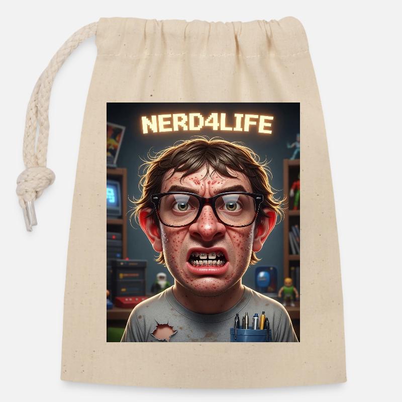 Nerd4Life Impression de style pixel - Sac cadeau en coton avec cordon (14 x 20 cm) - nature