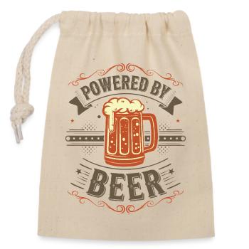 Energy and Vintage Beer Design - Closable cotton gift bag (14x20cm) - nature - Front