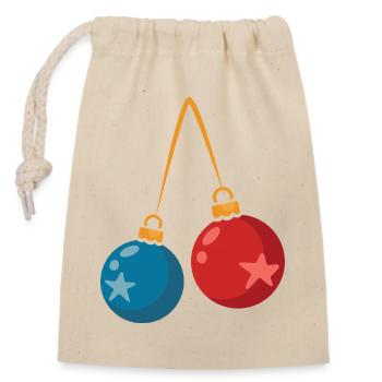Conception de décoration de boules de Noël colorées - Sac cadeau en coton avec cordon (14 x 20 cm) - nature - Devant