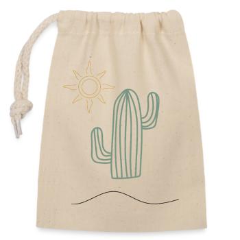 Cactus au soleil - Sac cadeau en coton avec cordon (14 x 20 cm) - nature - Devant