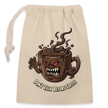 Tasse de café en colère avant le café - Sac cadeau en coton avec cordon (14 x 20 cm) - nature - Devant