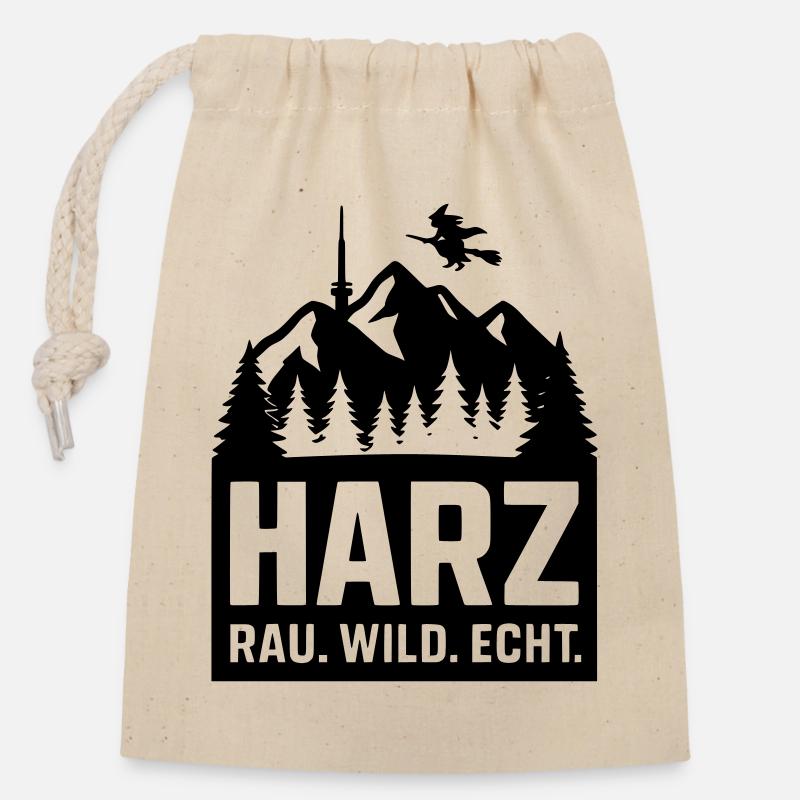 harz wild rau echt - Verschließbarer Geschenkbeutel aus Baumwolle (14x20cm) - Natur