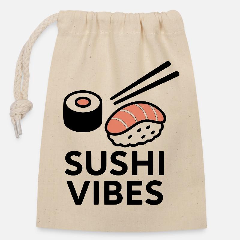 Sushi Vibes - Verschließbarer Geschenkbeutel aus Baumwolle (14x20cm) - Natur