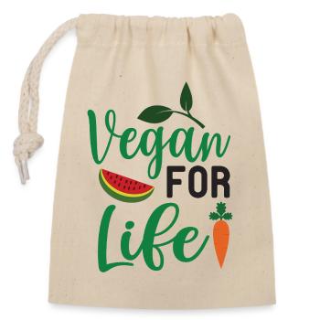 Vegan For Life - Closable cotton gift bag (14x20cm) - nature - Front