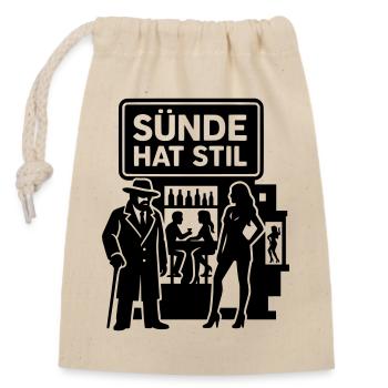Sünde Hat Stil Ausgehen Nachtleben - Verschließbarer Geschenkbeutel aus Baumwolle (14x20cm) - Natur - Vorne