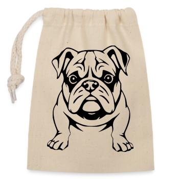Bulldogge schwarz Hunde T-shirt Geschenk - Verschließbarer Geschenkbeutel aus Baumwolle (14x20cm) - Natur - Vorne