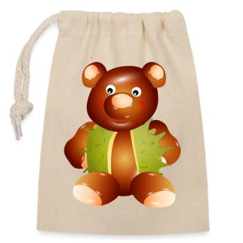 Zauberhafter Kastanien-Teddybär–Kindheit & Basteln - Verschließbarer Geschenkbeutel aus Baumwolle (14x20cm) - Natur - Vorne