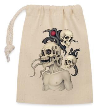 SKULL #3 - dark hell - Closable cotton gift bag (14x20cm) - nature - Front