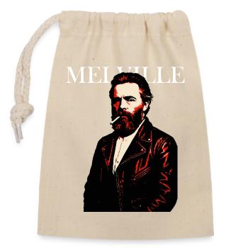 Herman Melville Noir Leather Portrait - Closable cotton gift bag (14x20cm) - nature - Front