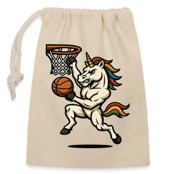 Rainbow Unicorn Slam Dunk - Closable cotton gift bag (14x20cm) - nature - Front