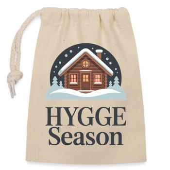 Saison du Hygge Cabine d’hiver douillette Style de vie danois - Sac cadeau en coton avec cordon (14 x 20 cm) - nature - Devant