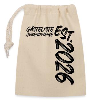 Jugendweihe Est. 2026 - Guest List - Closable cotton gift bag (14x20cm) - nature - Front