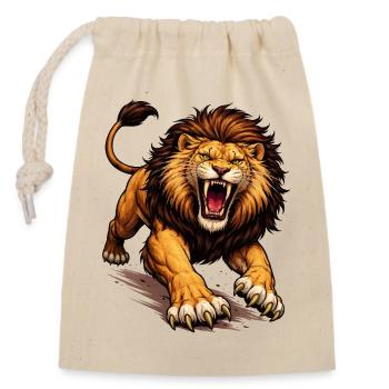 Une bande dessinée Fierce Lion - Sac cadeau en coton avec cordon (14 x 20 cm) - nature - Devant