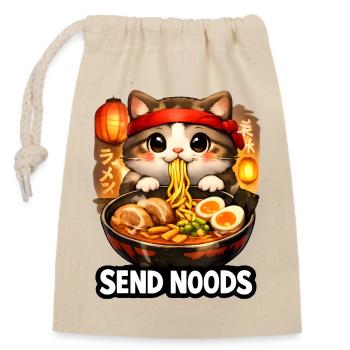 Ramen Cat envoie des nouilles - Sac cadeau en coton avec cordon (14 x 20 cm) - nature - Devant