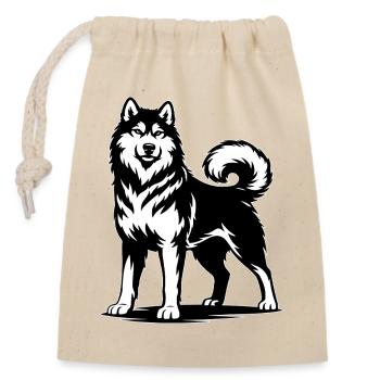 Alaskan Malamute in a proud pose - Closable cotton gift bag (14x20cm) - nature - Front