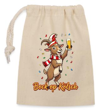 Bock op Kölsch - Cologne Carnival Ziegenbock - Closable cotton gift bag (14x20cm) - nature - Front