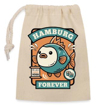 Hamburger Fischkopf aus Hamburg  - Verschließbarer Geschenkbeutel aus Baumwolle (14x20cm) - Natur - Vorne