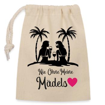 Never without my girls' heart - Closable cotton gift bag (14x20cm) - nature - Front