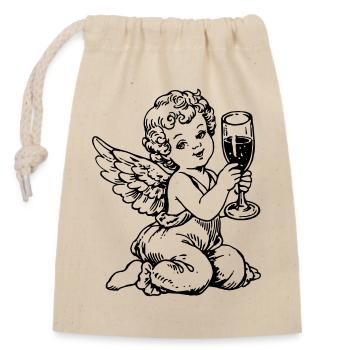 Sekt Engel – Cherub mit Sektglas Vintage - Closable cotton gift bag (14x20cm) - nature - Front