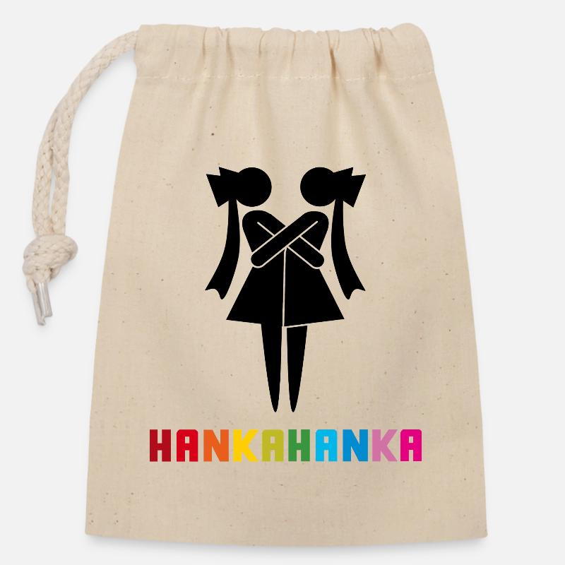 HANKAHANKA - Sac cadeau en coton avec cordon (14 x 20 cm) - nature