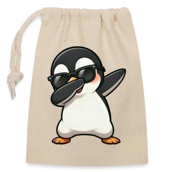 Dabbing Pingouin - Sac cadeau en coton avec cordon (14 x 20 cm) - nature - Devant
