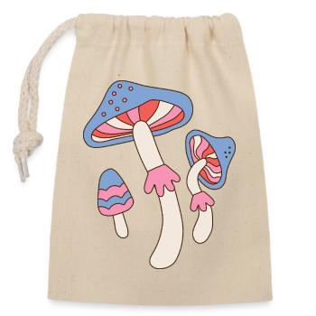 Retro Psychedelic Mushroom Vintage Design - Closable cotton gift bag (14x20cm) - nature - Front