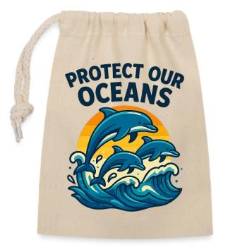 Protect Our Oceans – Dolphin Protection Shirt Sea Lie - Closable cotton gift bag (14x20cm) - nature - Front