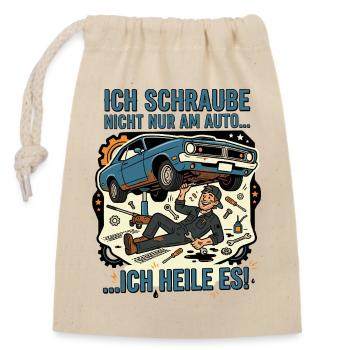 Autoschrauber Mechaniker Humor Spruch - Verschließbarer Geschenkbeutel aus Baumwolle (14x20cm) - Natur - Vorne