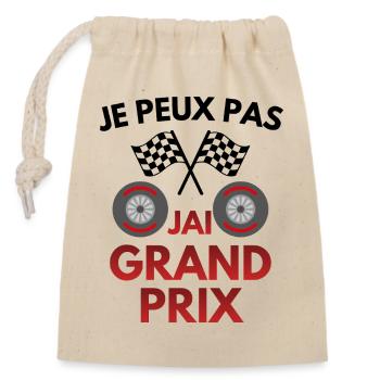 Je peux pas, j'ai Grand Prix, Humour course - Sac cadeau en coton avec cordon (14 x 20 cm) - nature - Devant
