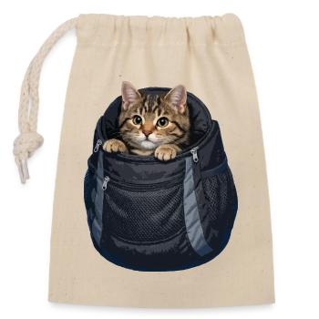 Katze im Sack - Verschließbarer Geschenkbeutel aus Baumwolle (14x20cm) - Natur - Vorne