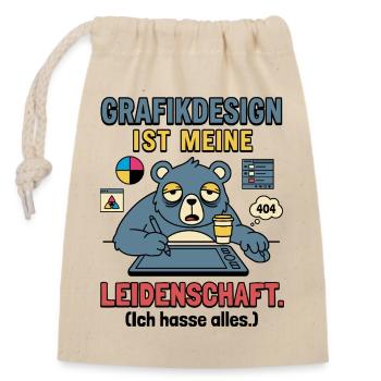 Grafikdesign Leidenschaft lustig Designer - Verschließbarer Geschenkbeutel aus Baumwolle (14x20cm) - Natur - Vorne