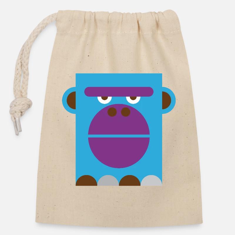 Gorille - Sac cadeau en coton avec cordon (14 x 20 cm) - nature