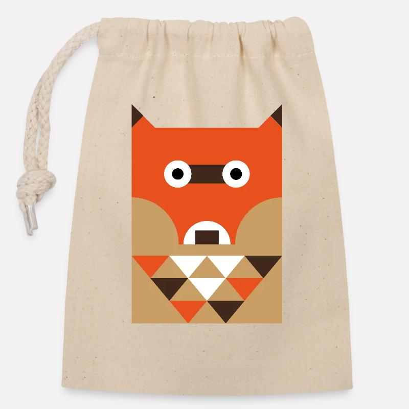 Fox - Closable cotton gift bag (14x20cm) - nature