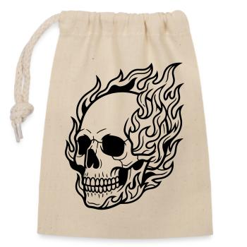 skull flame - Closable cotton gift bag (14x20cm) - nature - Front