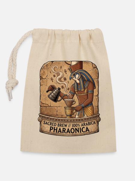 Pharao Kaffee Lebenselixier - Verschließbarer Geschenkbeutel aus Baumwolle (14x20cm) - Natur